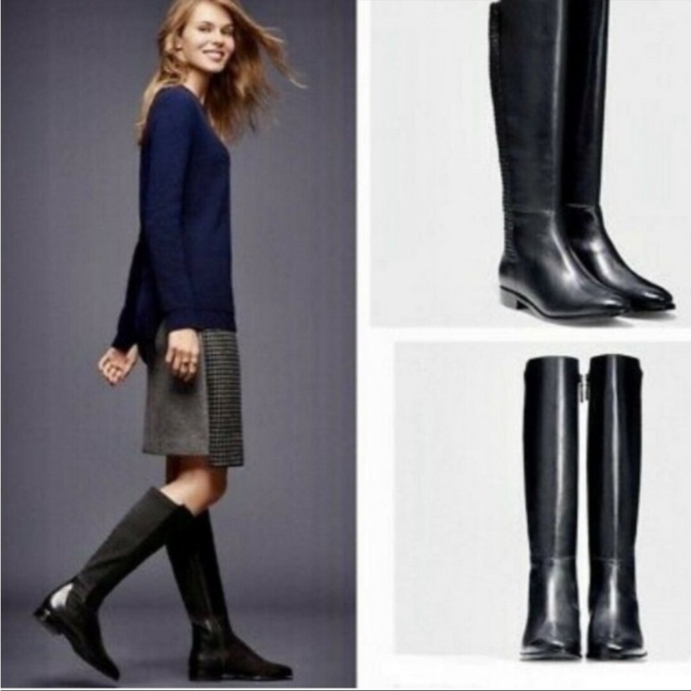 Cole Haan Black Leather Riding Boots Size 8